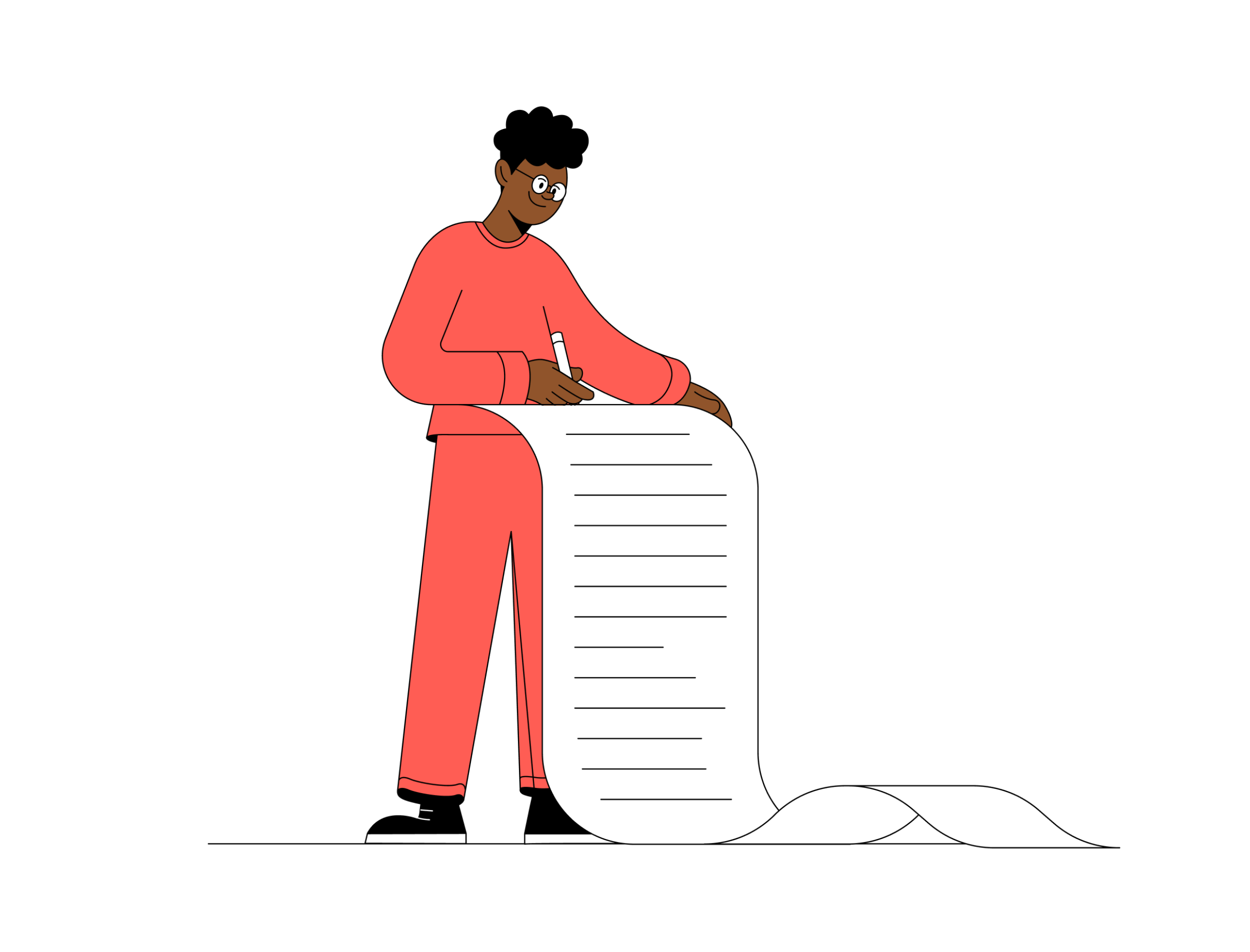 Person planning out a long list – representing the scoping process for bespoke business software.